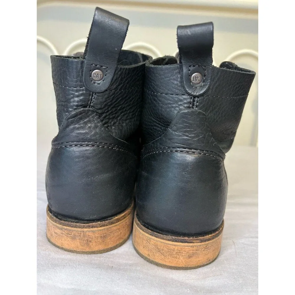 Caterpillar CAT Black Leather Cap Toe Lace Up Boots Men’s 10